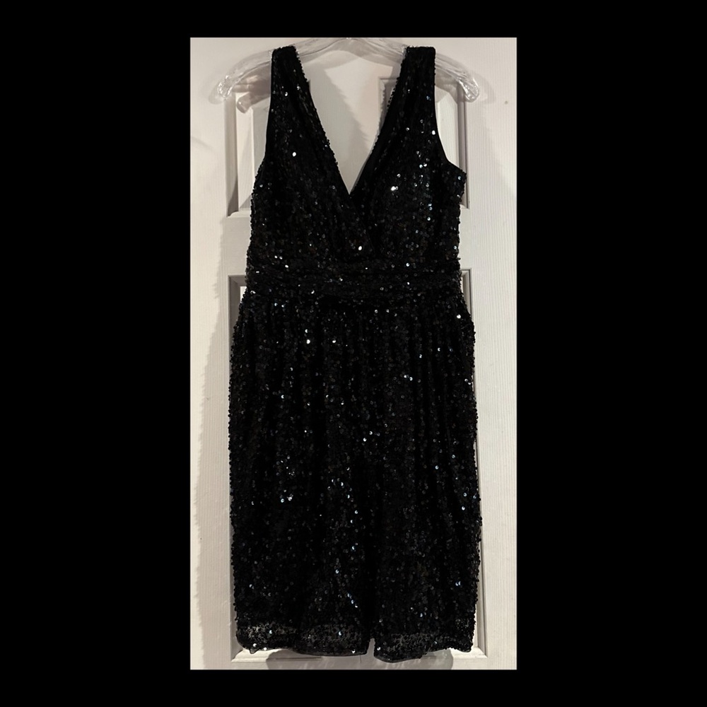 Aidan Mattox Black Sequin Mini Dress